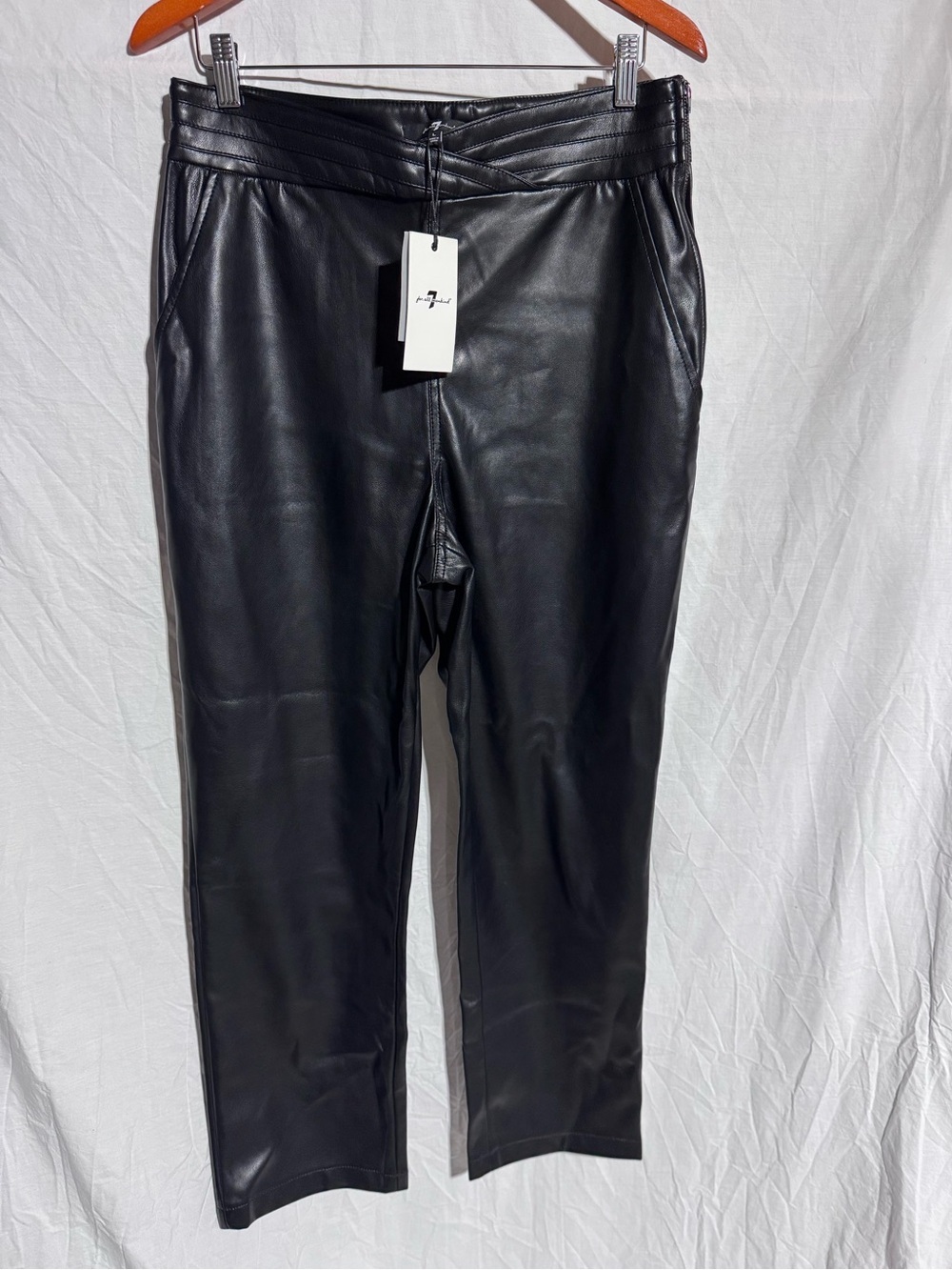 NWT 7FAM 7 For All Mankind black faux leather pant Size Large